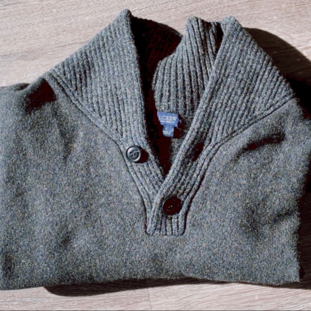 J. CREW shawl collar lambswool two-button sweater